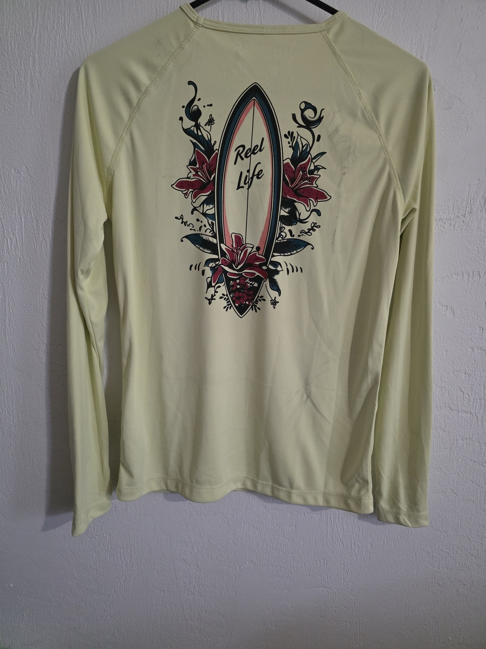 Cream Long Sleeve Surf Graphic Top - "Reel Life"